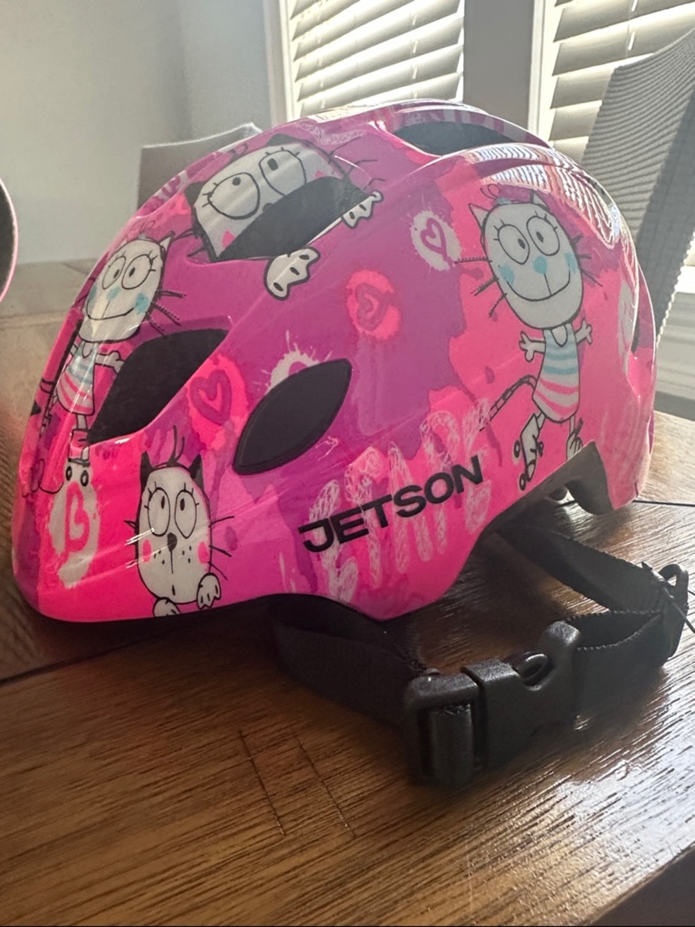 Kids' Bright Pink Cartoon Helmet with Adjustable Strap